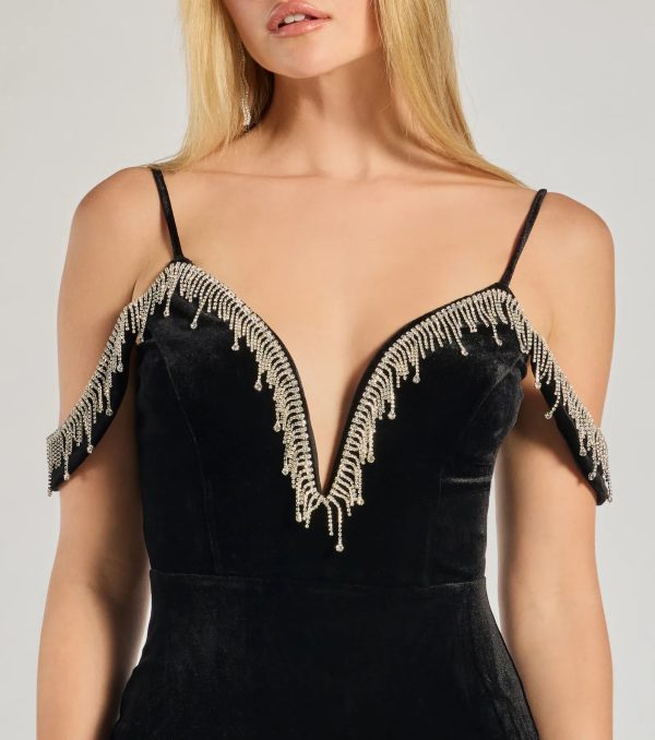 Torrie Velvet Rhinestone High-Slit Mermaid Dress - Image 3