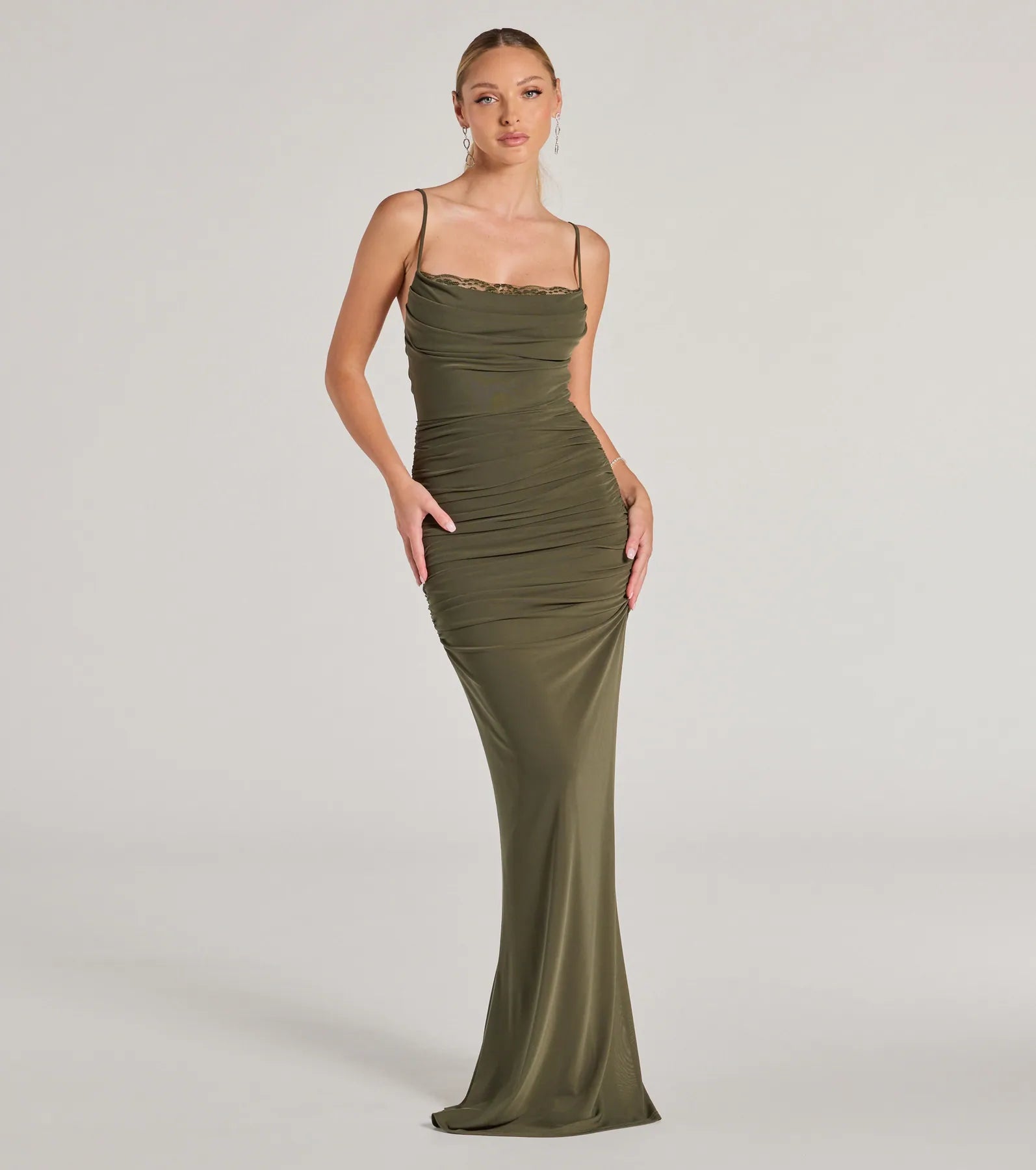Julane Cowl Neck Ruched Column Dress - Image 10