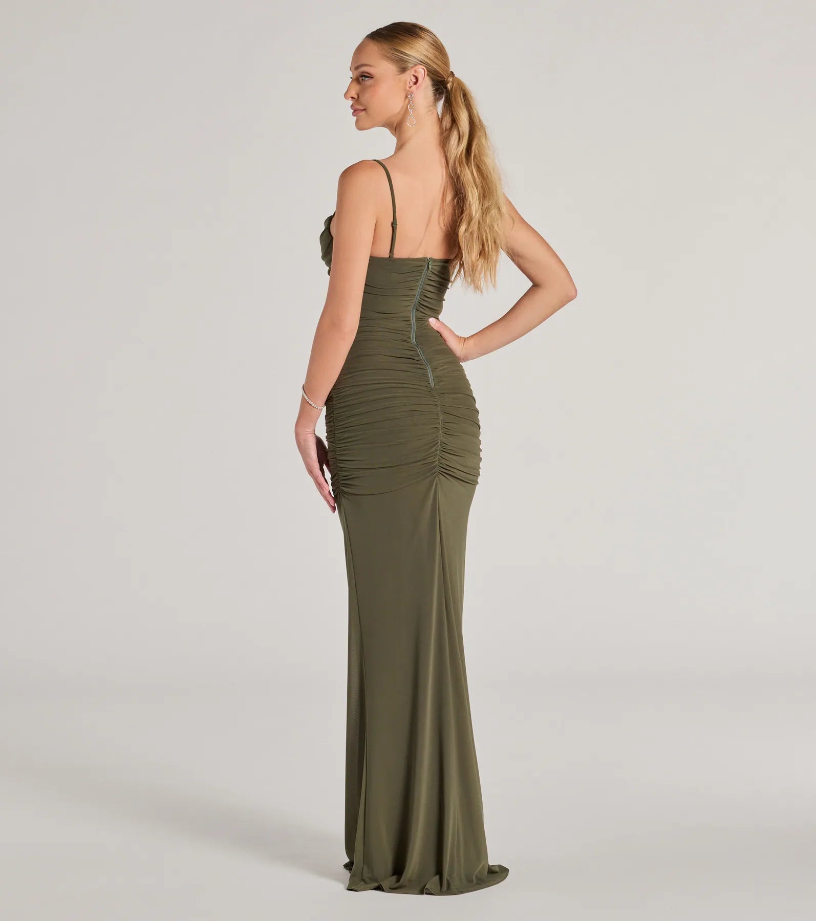 Julane Cowl Neck Ruched Column Dress - Image 11