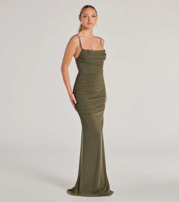 Julane Cowl Neck Ruched Column Dress - Image 13