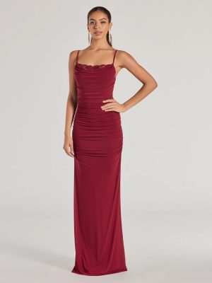 Julane Cowl Neck Ruched Column Dress