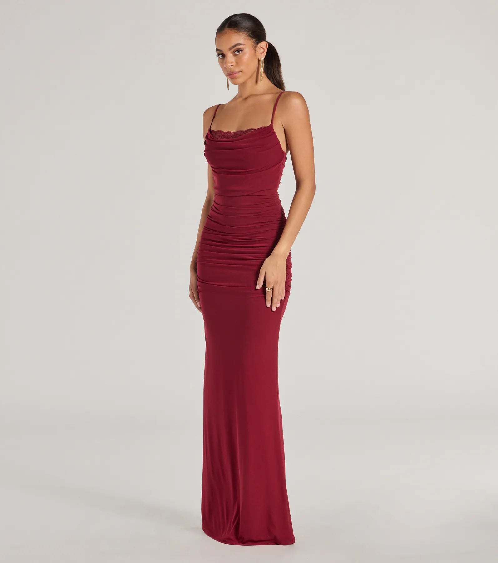 Julane Cowl Neck Ruched Column Dress - Image 4