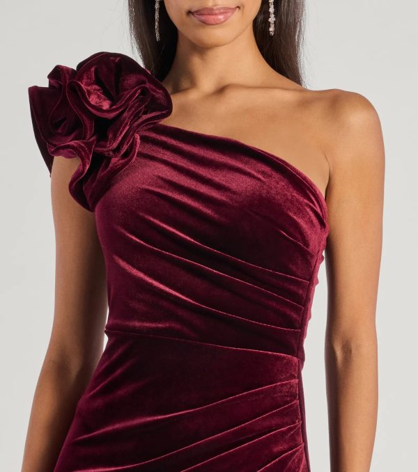Freida Velvet Ruffled One-Shoulder Formal Dress - Image 3