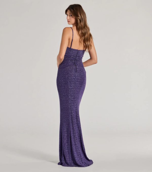 Analeah High-Slit Glitter Mermaid Dress - Image 2
