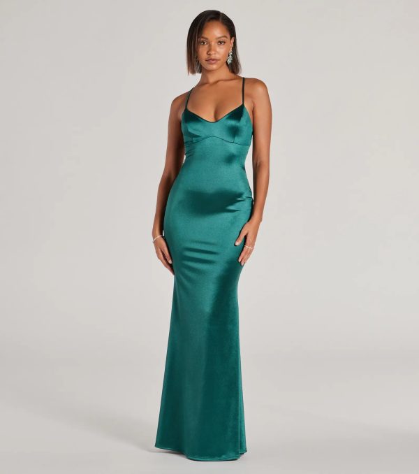 Emmie Lace-Up Mermaid Satin Formal Dress - Image 9