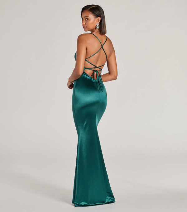 Emmie Lace-Up Mermaid Satin Formal Dress - Image 10