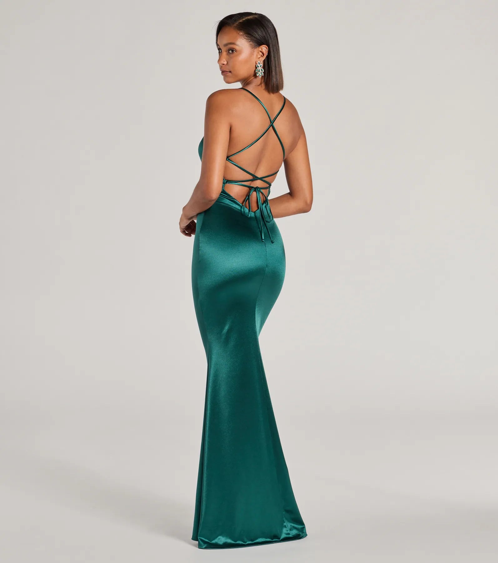 Emmie Lace-Up Mermaid Satin Formal Dress - Image 10