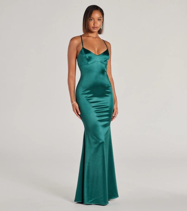 Emmie Lace-Up Mermaid Satin Formal Dress - Image 12