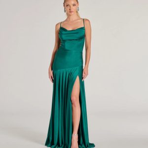 Alaia Cross-Back Pleated A-Line Formal Dress
