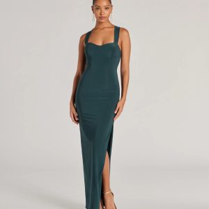 Marleigh Lace-Up High Slit Formal Dress