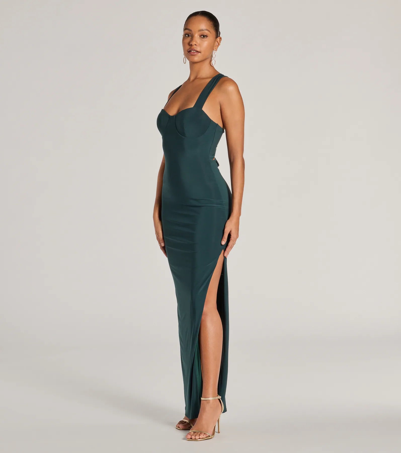 Marleigh Lace-Up High Slit Formal Dress - Image 4