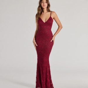 Briella Glitter Lace Cross-Back Mermaid Dress