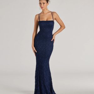 Esme Glitter Lace Strappy Back Mermaid Dress