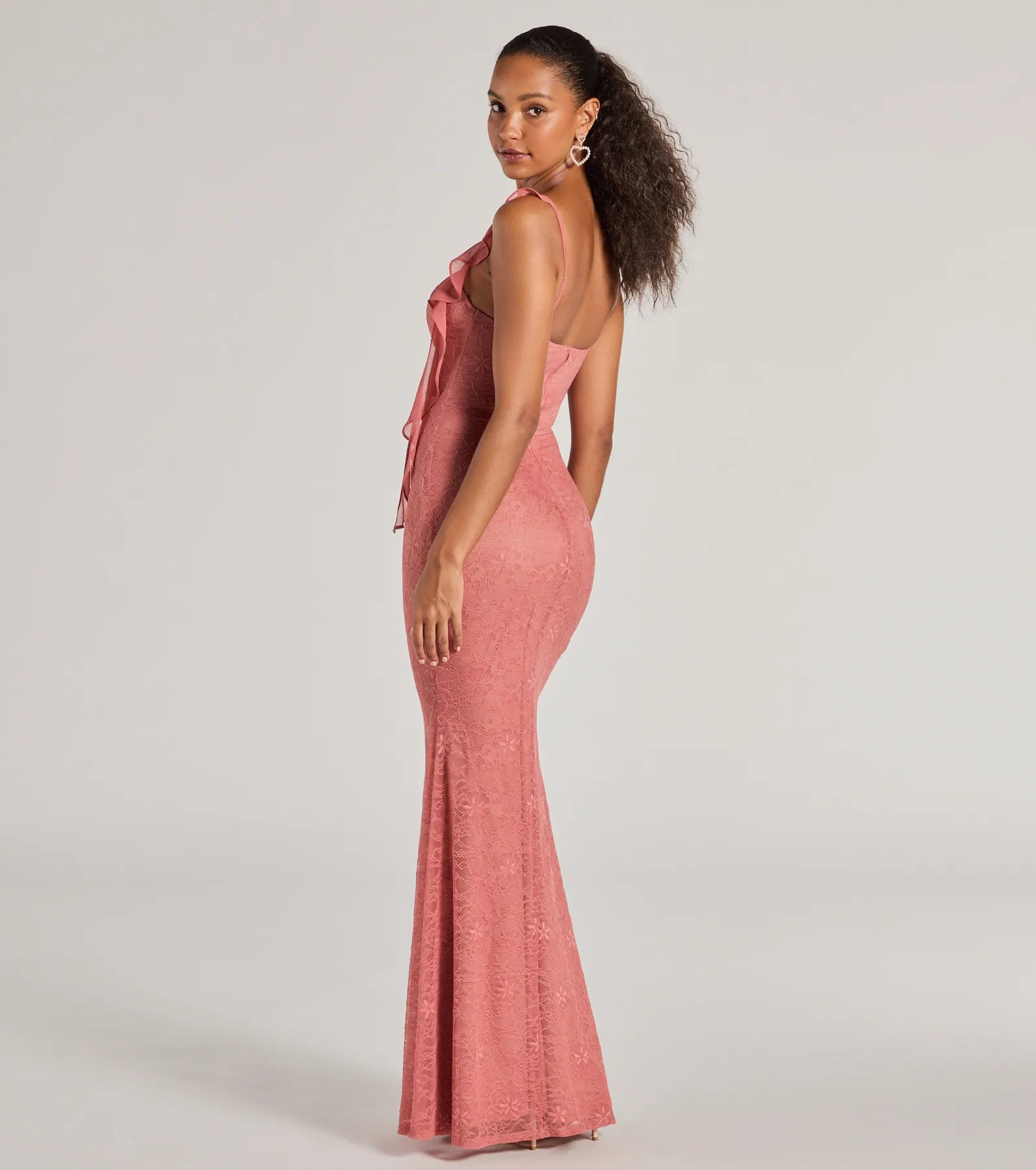 Alanna Ruffled Lace Corset Mermaid Dress - Image 2