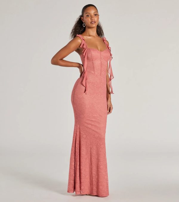 Alanna Ruffled Lace Corset Mermaid Dress - Image 4