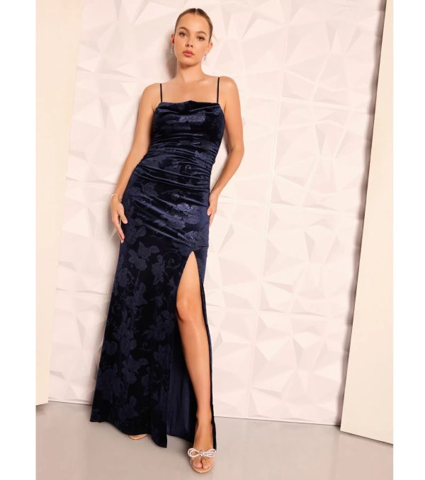 Anisa Sleeveless Floral Velvet Mermaid Dress - Image 5