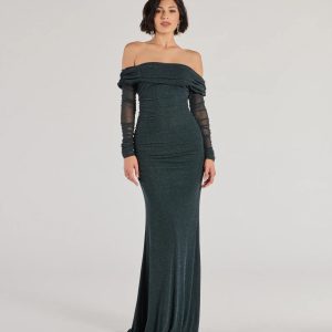 Tova Off The Shoulder Glitter Mermaid Dress