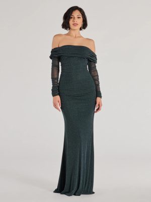 Tova Off The Shoulder Glitter Mermaid Dress