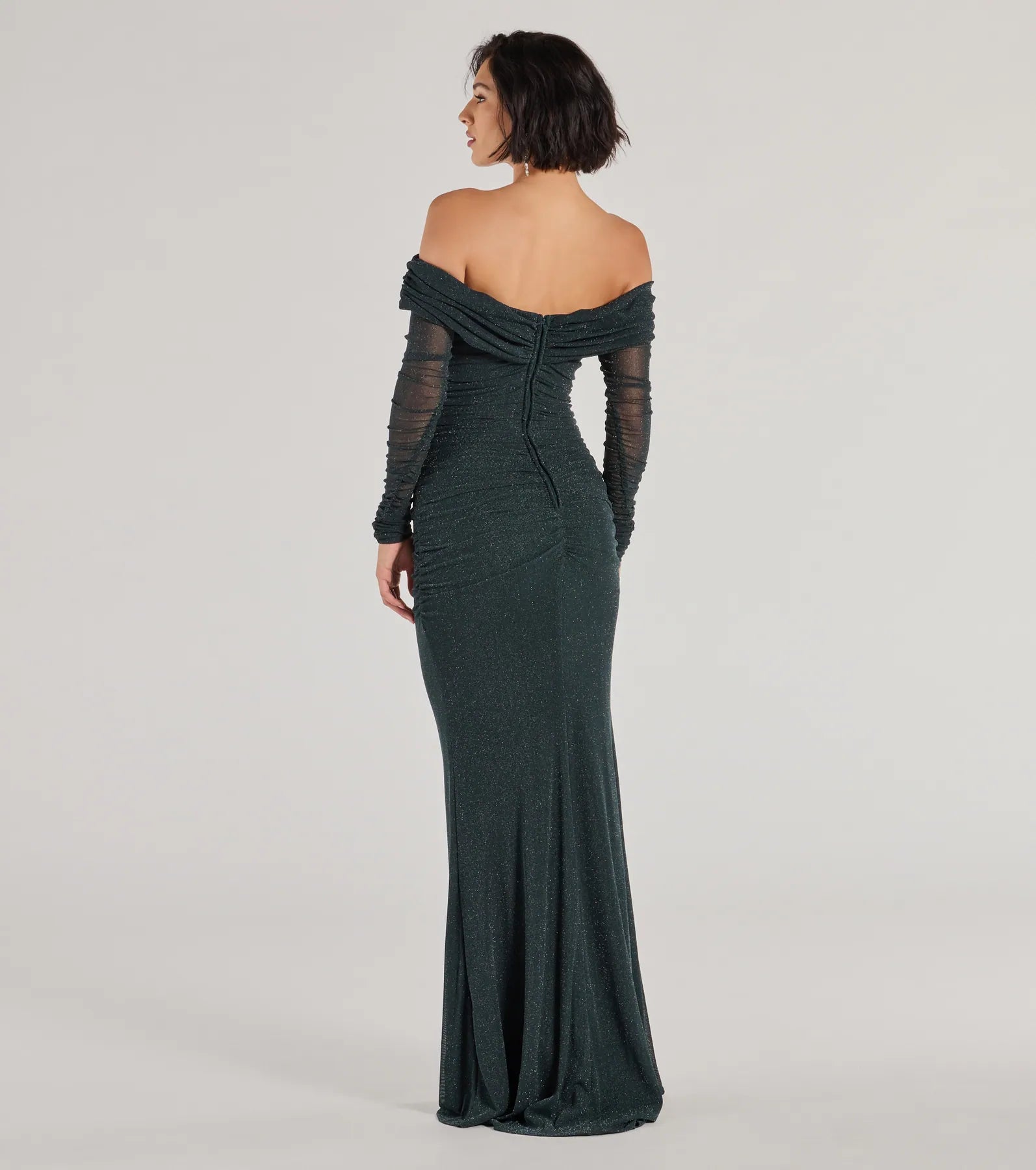 Tova Off The Shoulder Glitter Mermaid Dress - Image 2