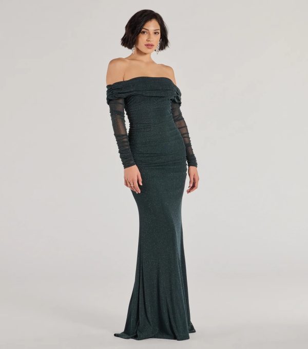 Tova Off The Shoulder Glitter Mermaid Dress - Image 4
