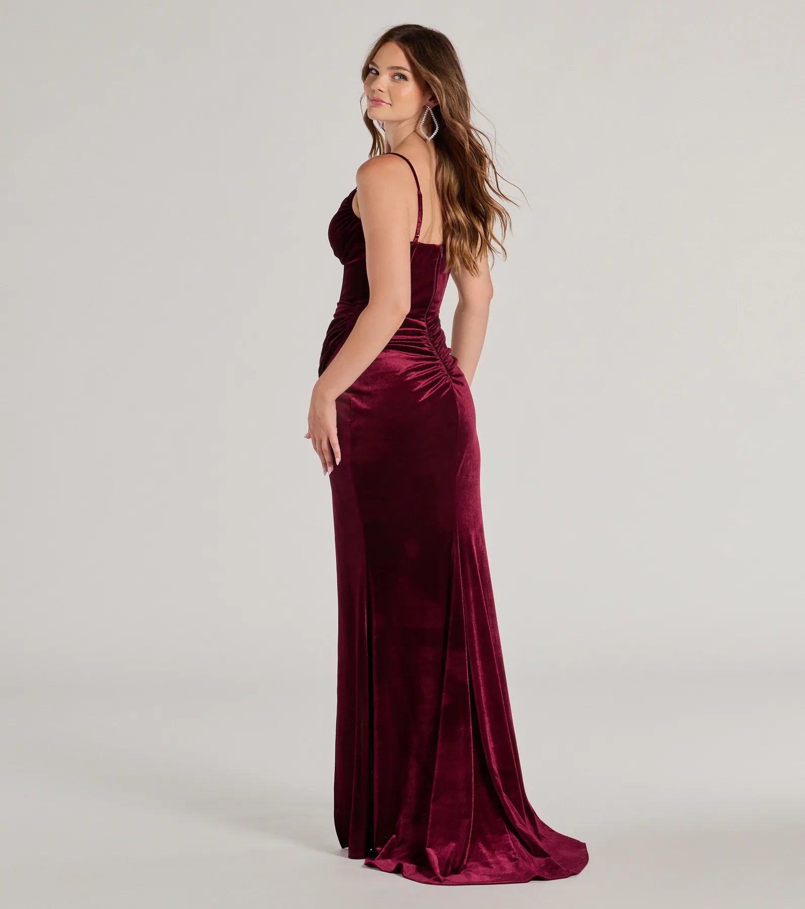 Fia Sleeveless Velvet Wrap Corset Mermaid Dress - Image 2