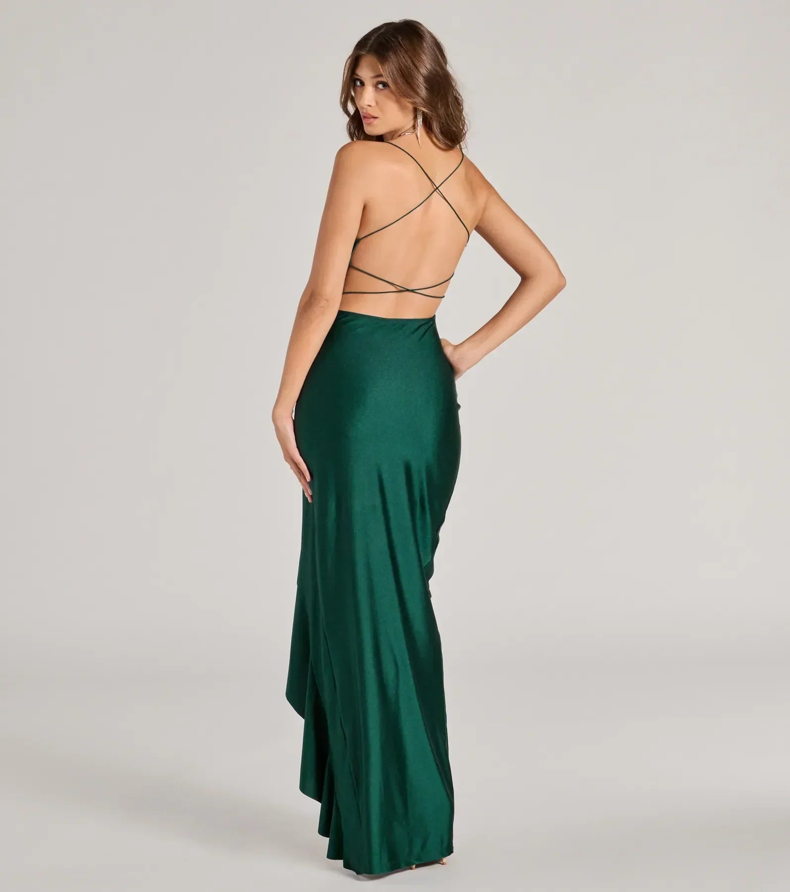 Lainey Ruffled High Slit Long Formal Dress - Image 15