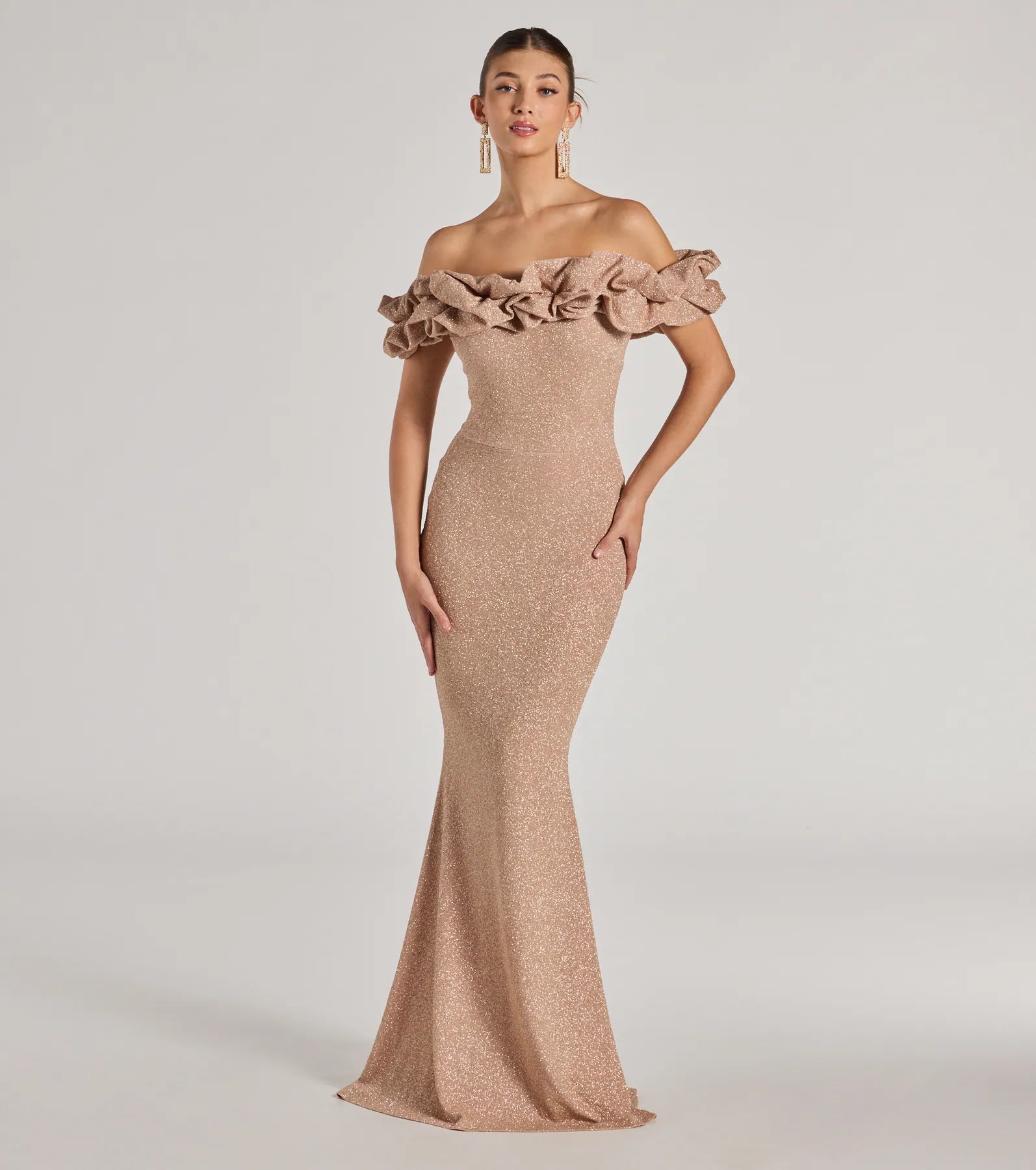 Halsey Formal Glitter Ruffled Mermaid Dress - Image 14