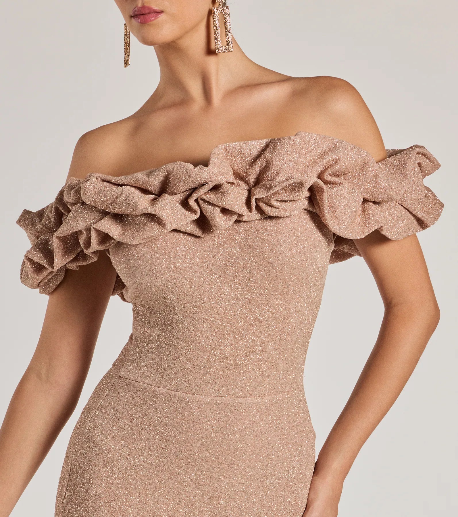 Halsey Formal Glitter Ruffled Mermaid Dress - Image 16