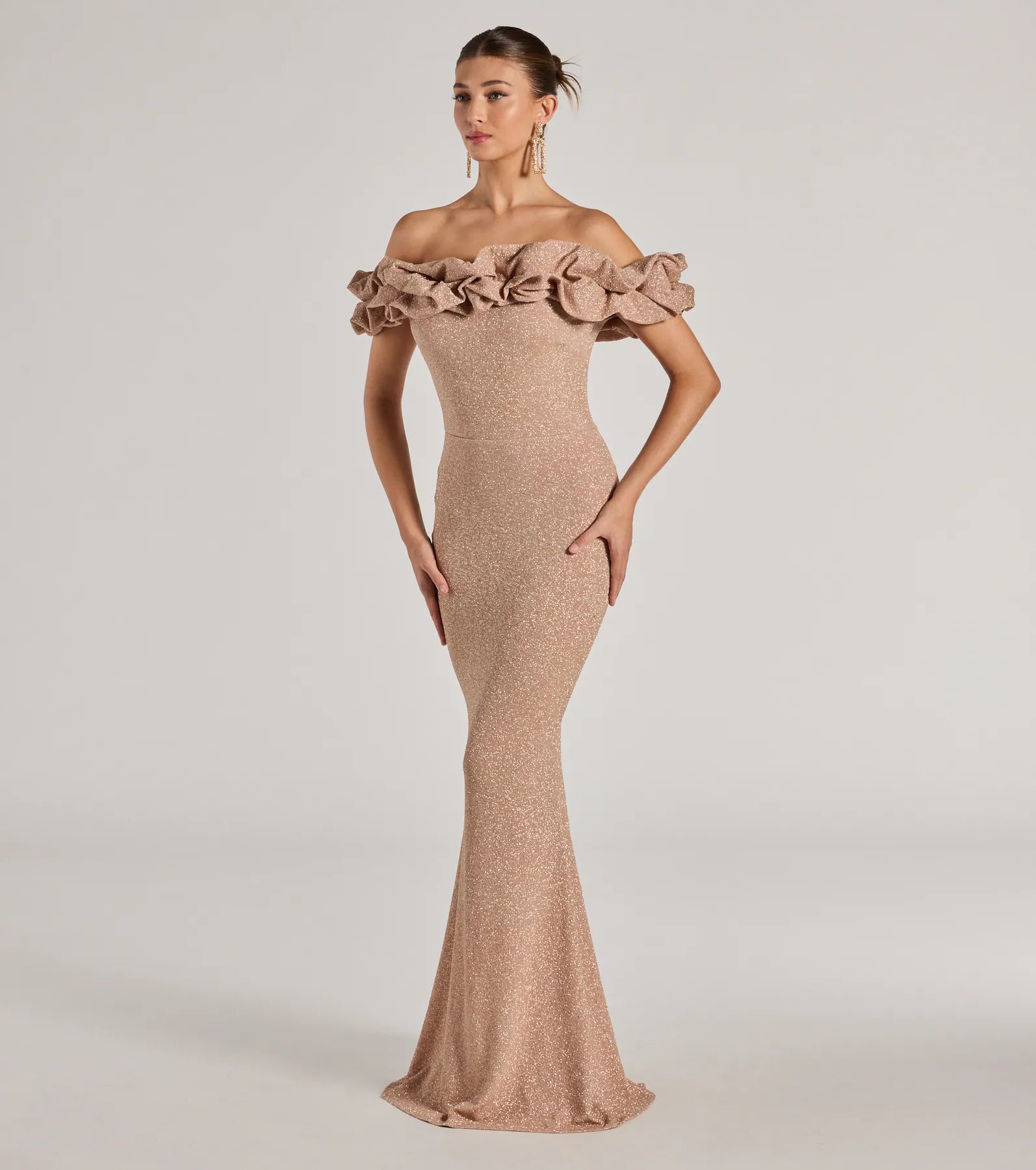 Halsey Formal Glitter Ruffled Mermaid Dress - Image 17