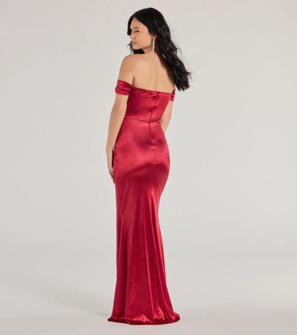 Albi Formal Satin Pleated Mermaid Long Dress - Image 10