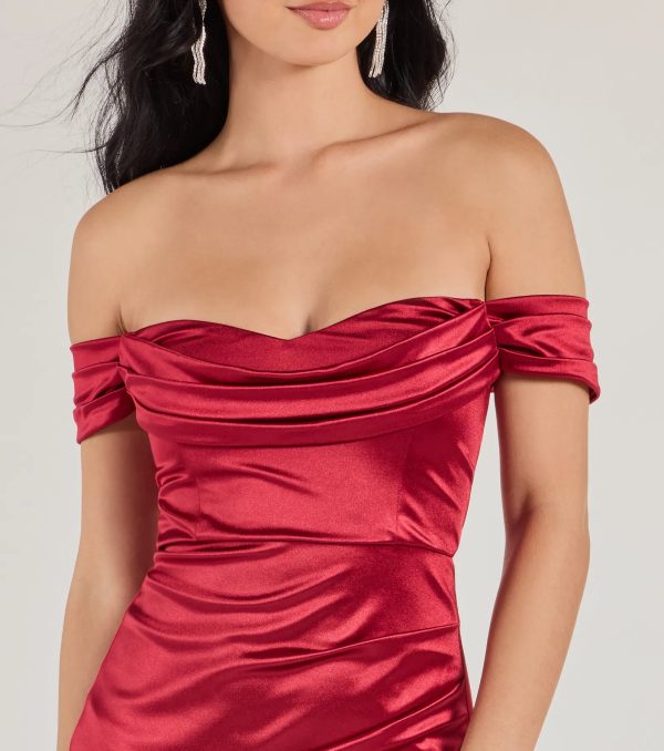 Albi Formal Satin Pleated Mermaid Long Dress - Image 11
