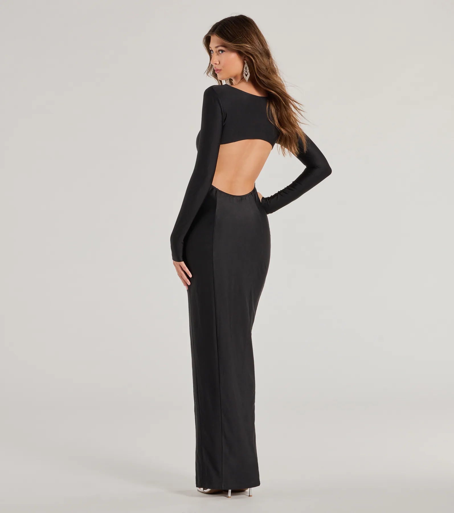Veda Cutout Long Sleeve Column Formal Dress - Image 2