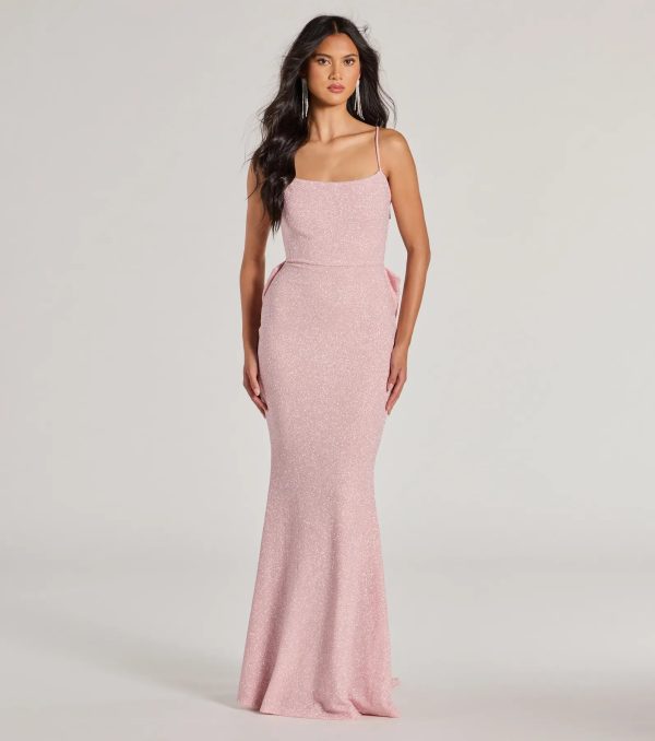 Gwendolyn Glitter Knit Bow-Back Mermaid Dress - Image 15