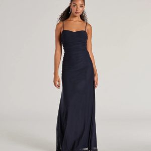 Samira Mesh High Slit A-Line Formal Dress