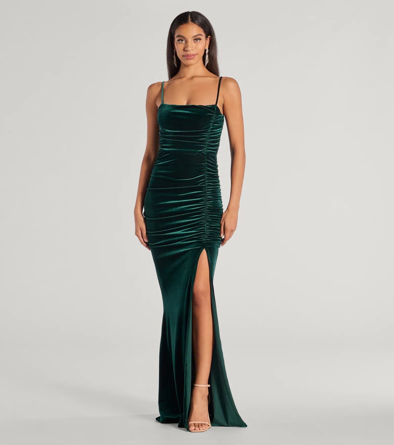 Alondra Ruched Velvet Front Slit Mermaid Dress - Image 5
