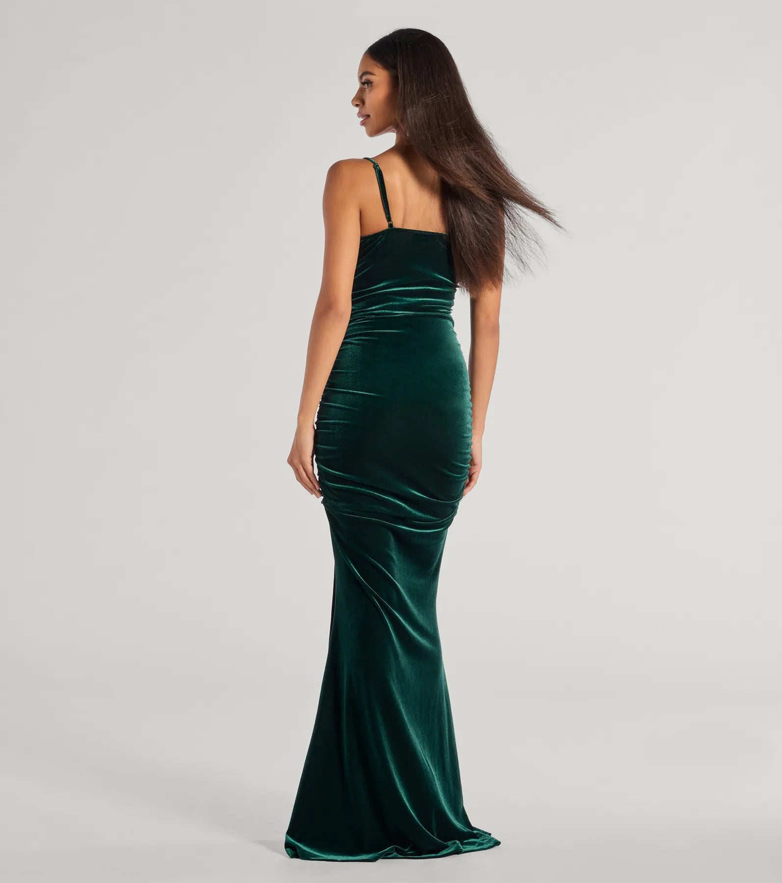 Alondra Ruched Velvet Front Slit Mermaid Dress - Image 6