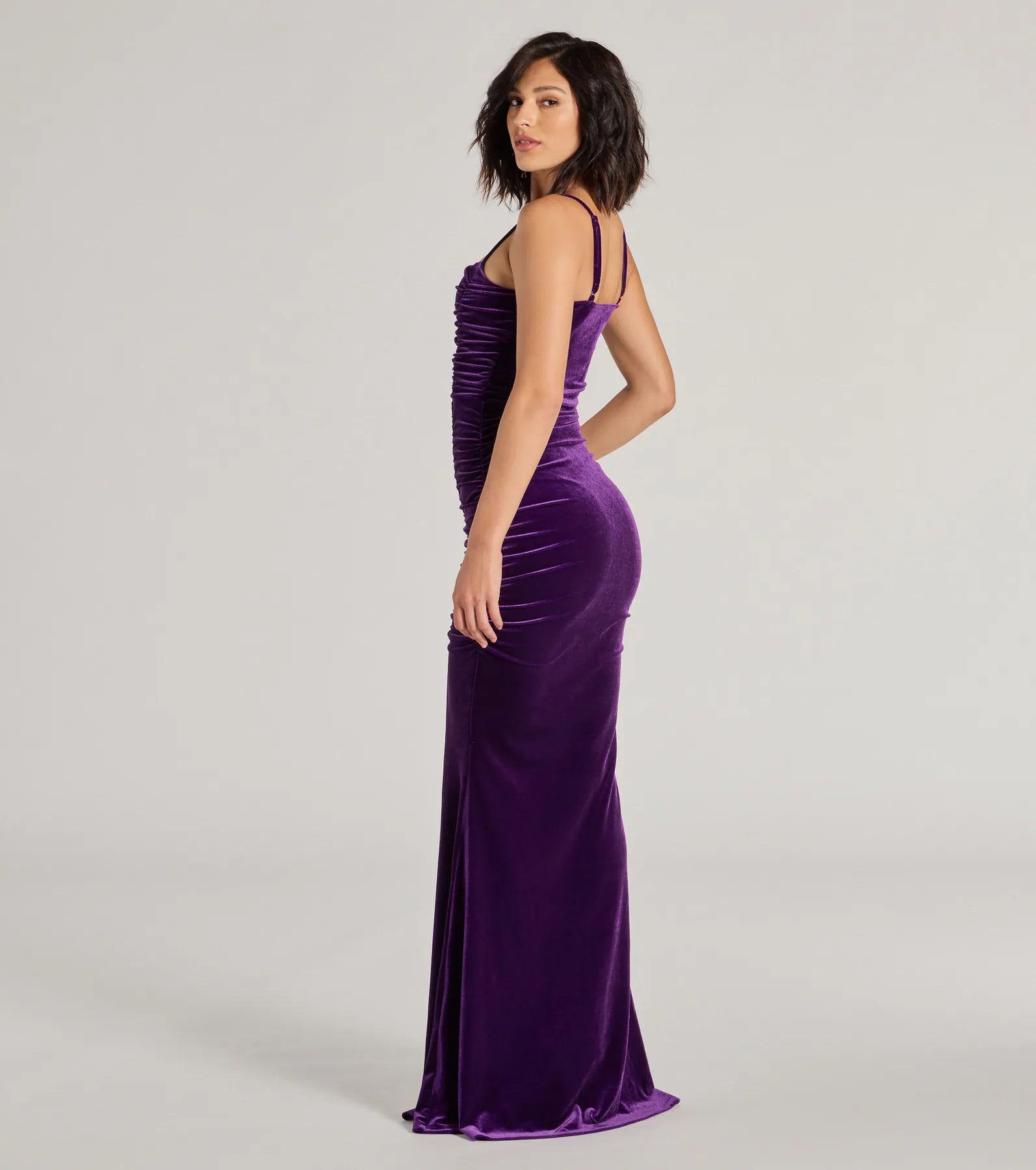 Alondra Ruched Velvet Front Slit Mermaid Dress - Image 2