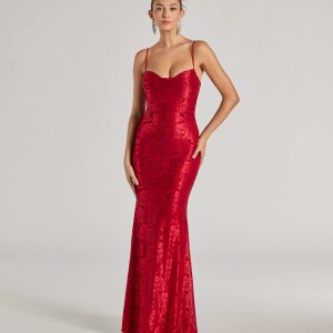 Haisley Open Back Floral Lace Mermaid Dress