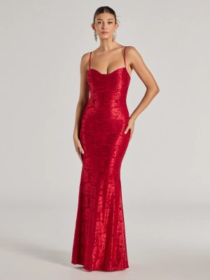 Haisley Open Back Floral Lace Mermaid Dress