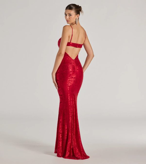 Haisley Open Back Floral Lace Mermaid Dress - Image 2