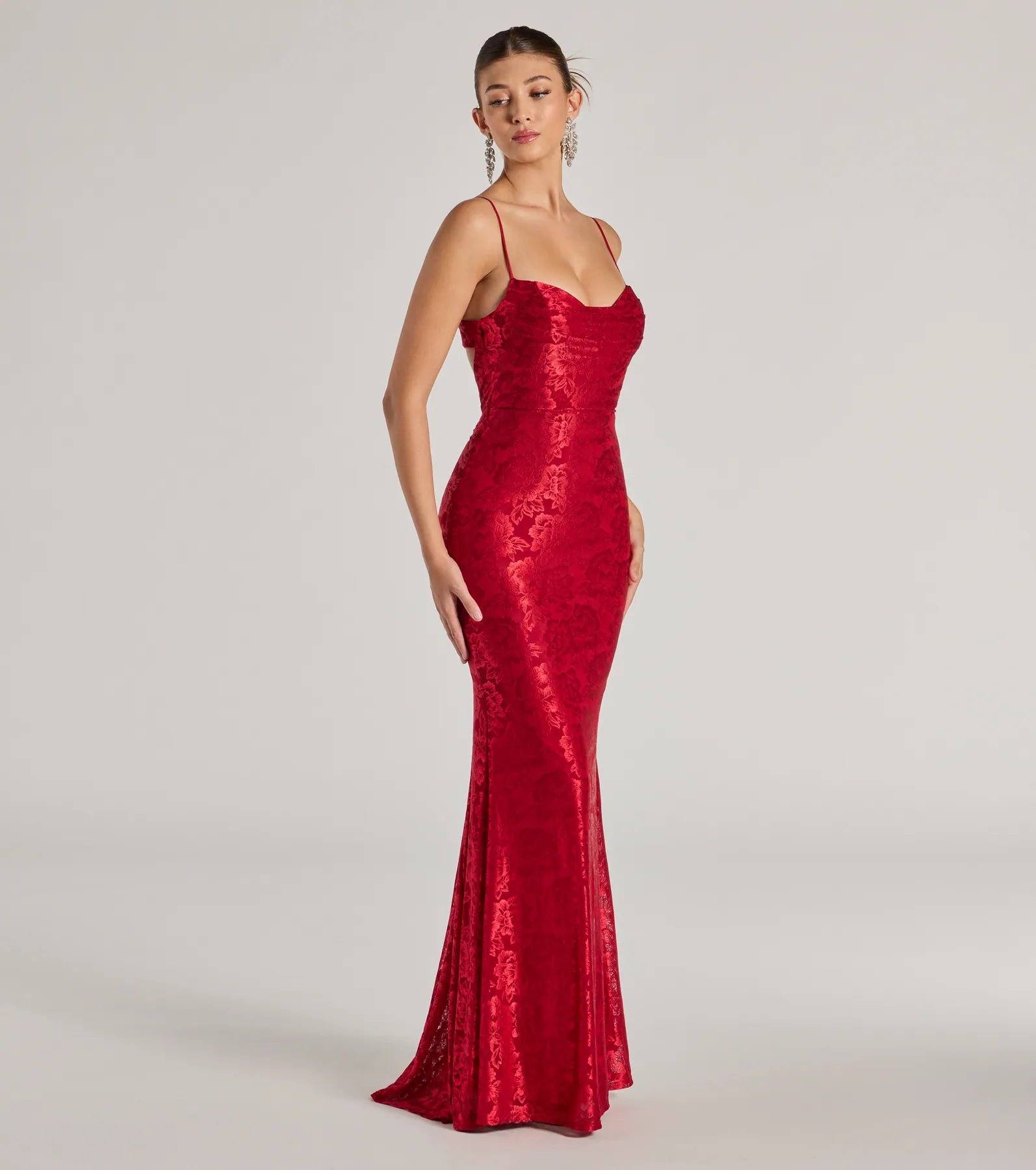 Haisley Open Back Floral Lace Mermaid Dress - Image 4