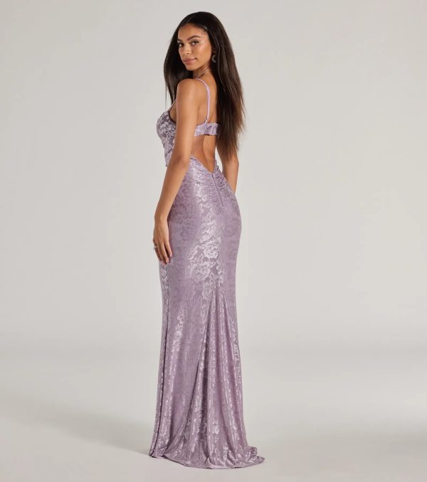 Haisley Open Back Floral Lace Mermaid Dress - Image 6