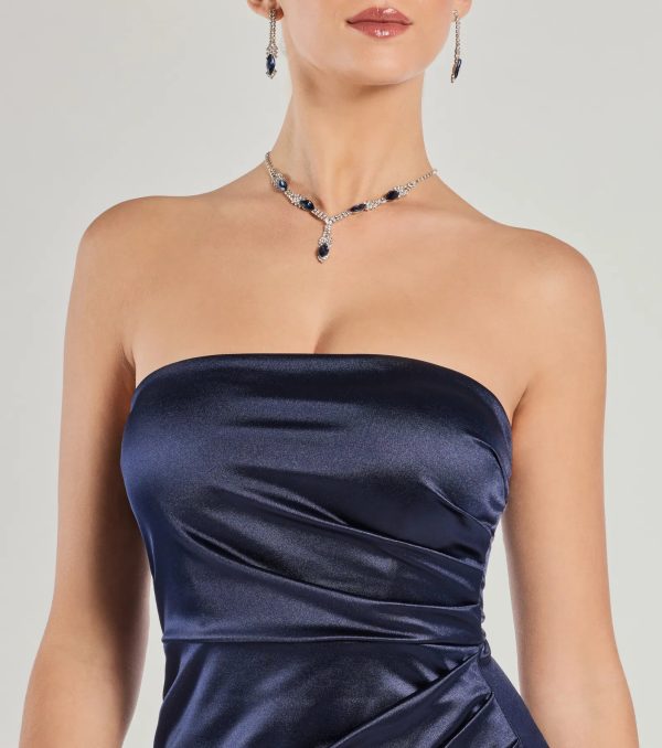 Lauren Strapless Wrap Slim Satin Formal Dress - Image 11