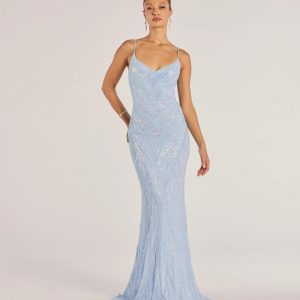 Liv Sleeveless Beaded Sequin Mermaid Dress