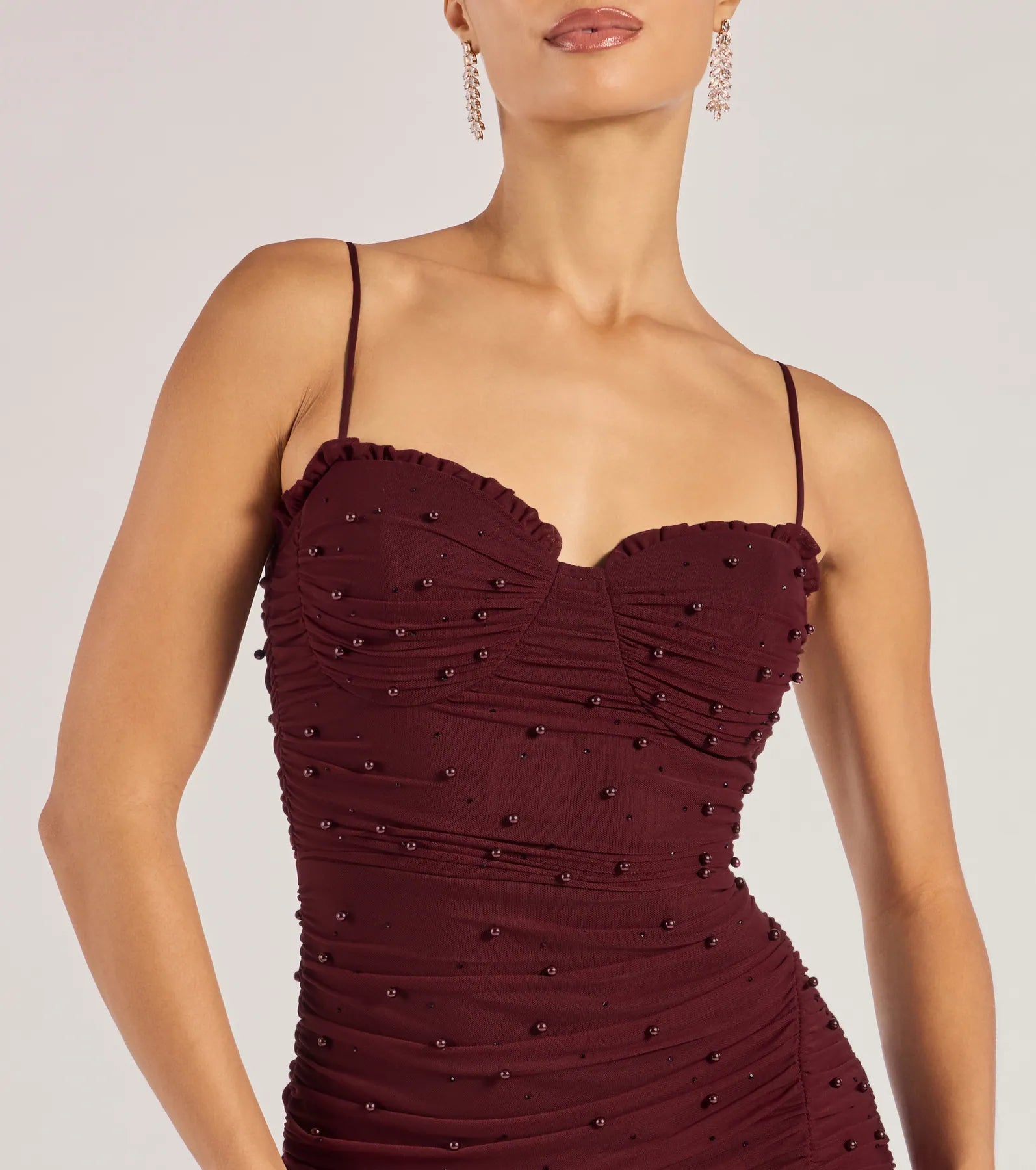 Milena Faux Pearl Mesh High Slit Mermaid Dress - Image 8
