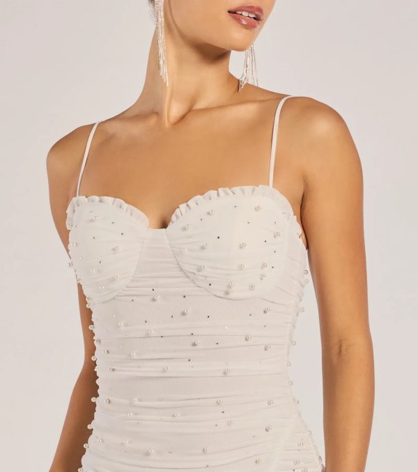 Milena Faux Pearl Mesh High Slit Mermaid Dress - Image 3