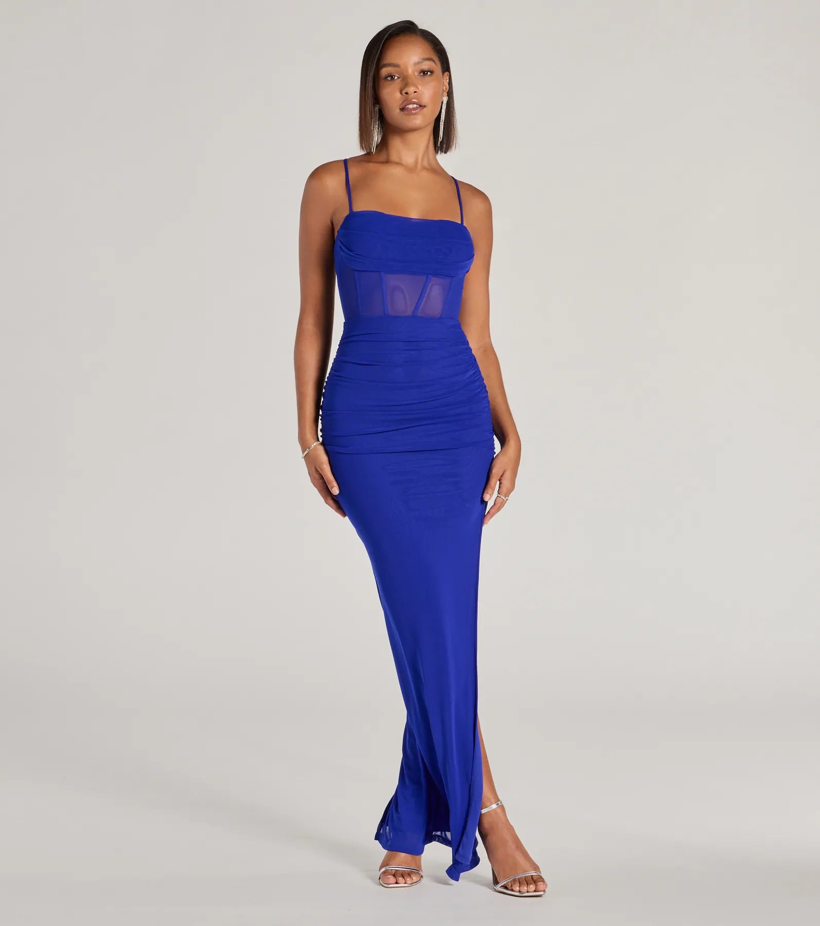 Rose Formal Mesh Corset Column Dress - Image 21