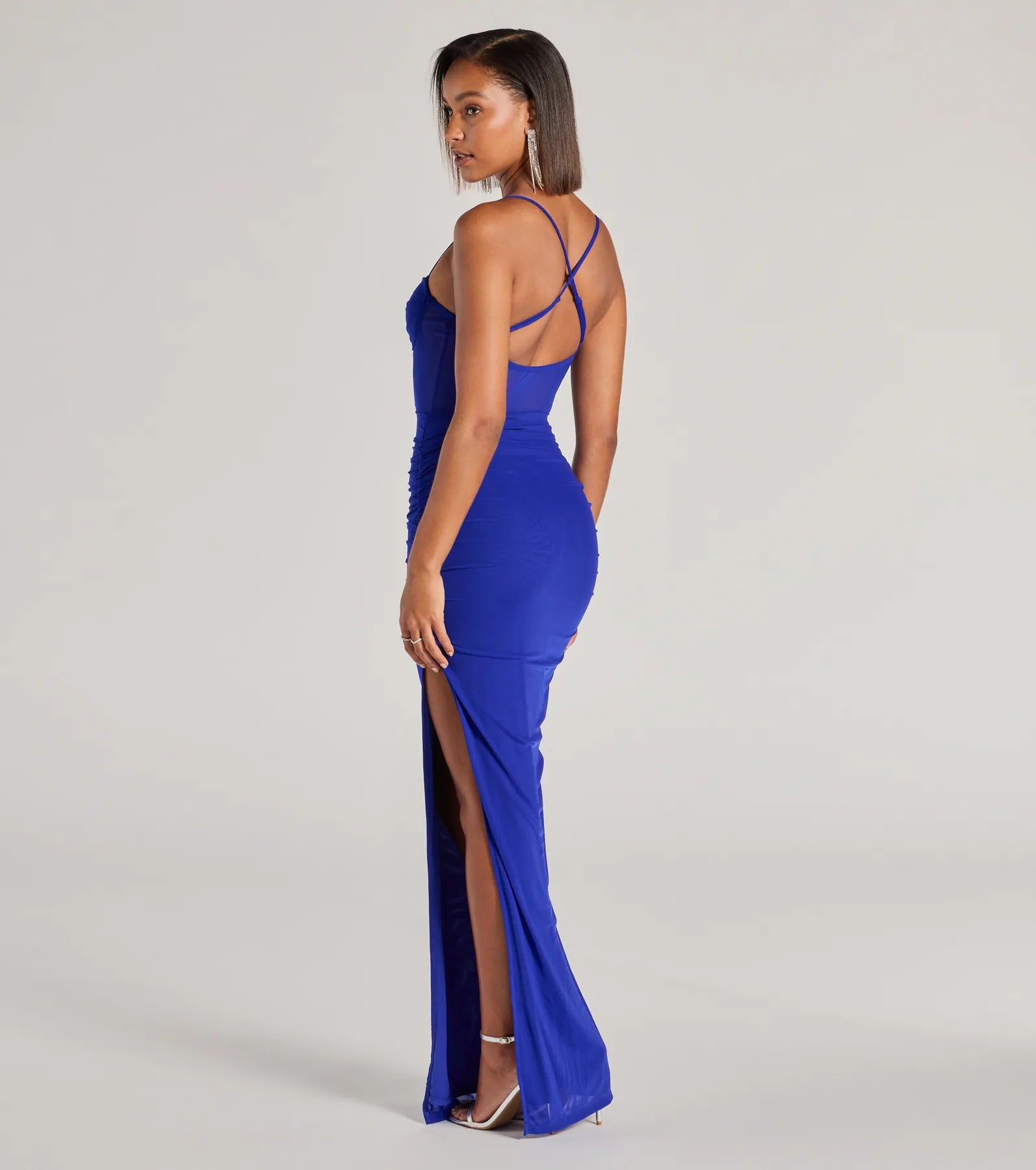Rose Formal Mesh Corset Column Dress - Image 22