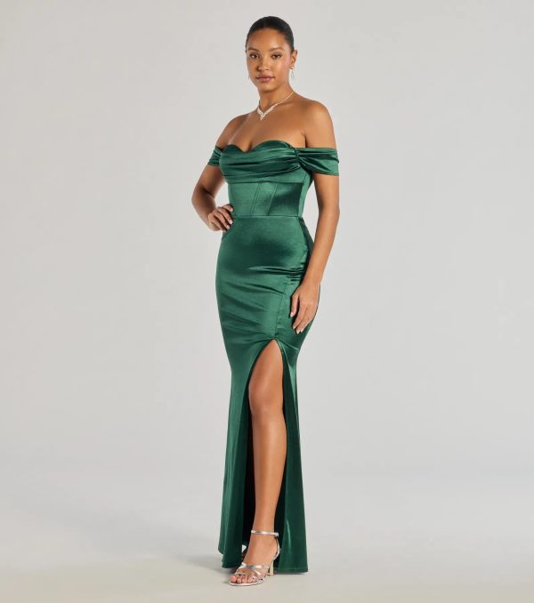 Laura Off-The-Shoulder Mermaid Satin Formal Dress - Image 11
