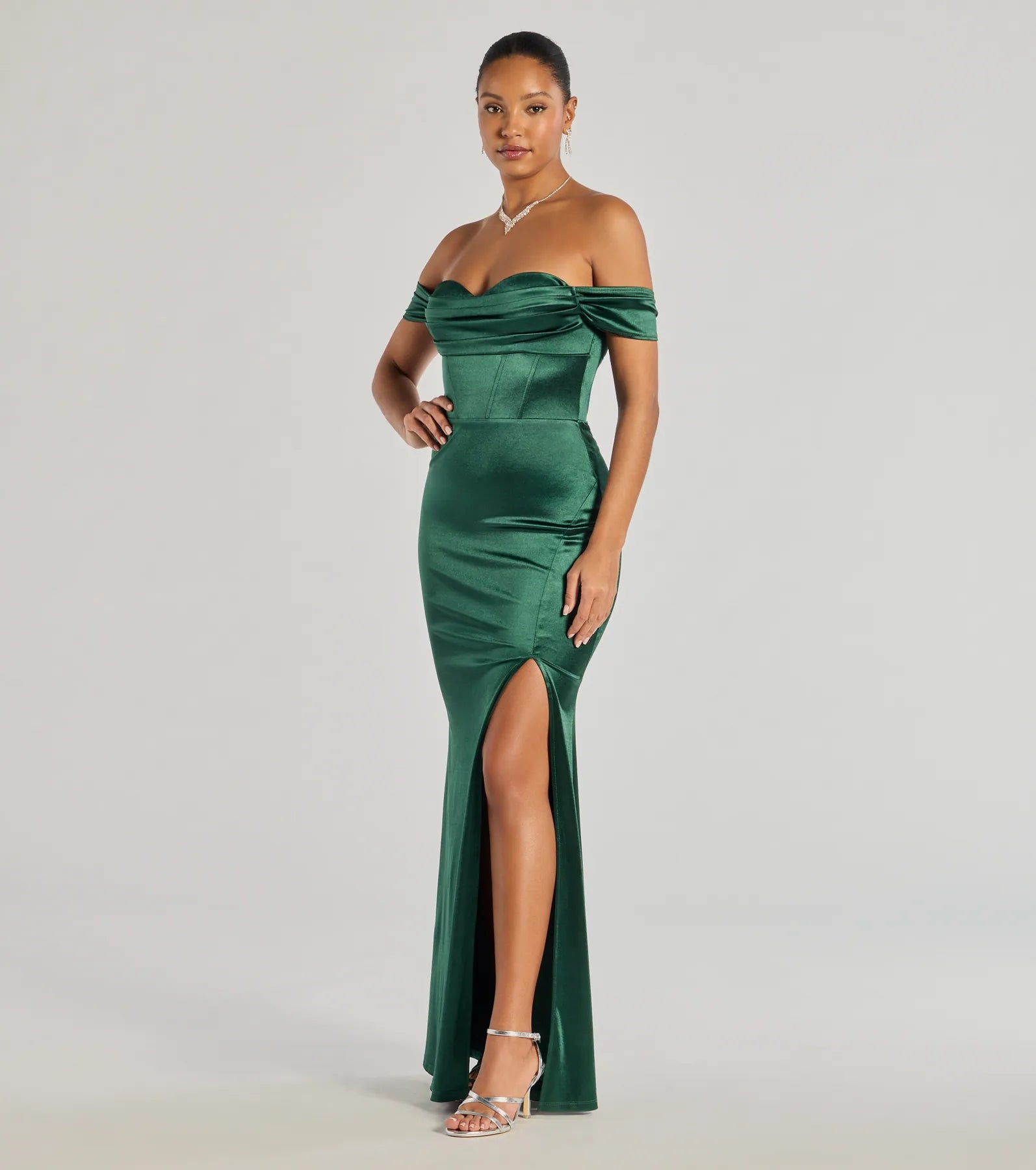 Laura Off-The-Shoulder Mermaid Satin Formal Dress - Image 11
